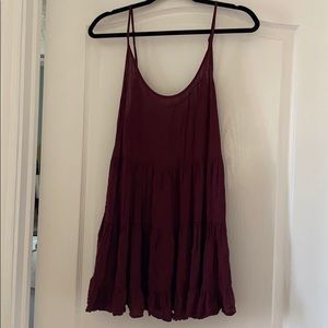 brandy melville tiered dress maroon